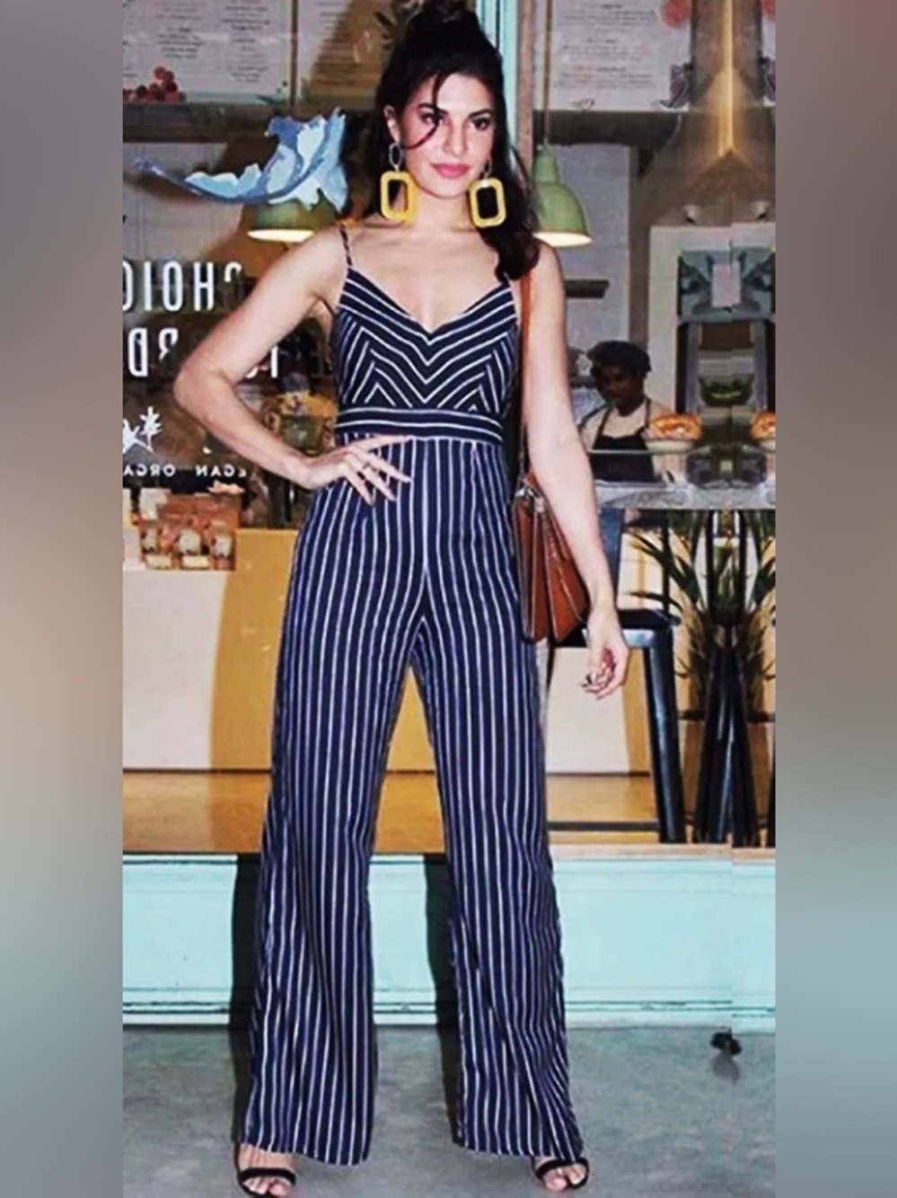 Timing Pinstriped Wide Leg Jumpsuit Minimal Chic Effortless Fit